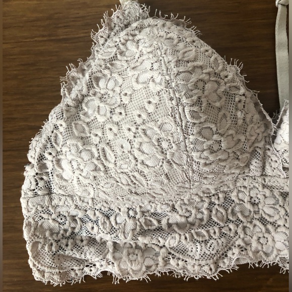 Aerie Eyelash Lace Racerback Bralettes, Slate and Mauve - Picture 4 of 9
